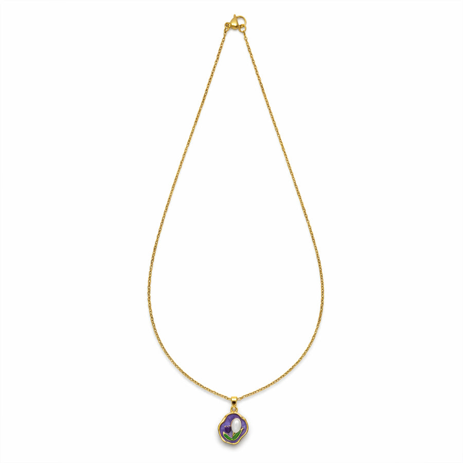 Lavender Pearl Bloom pendant with Chain with pendant