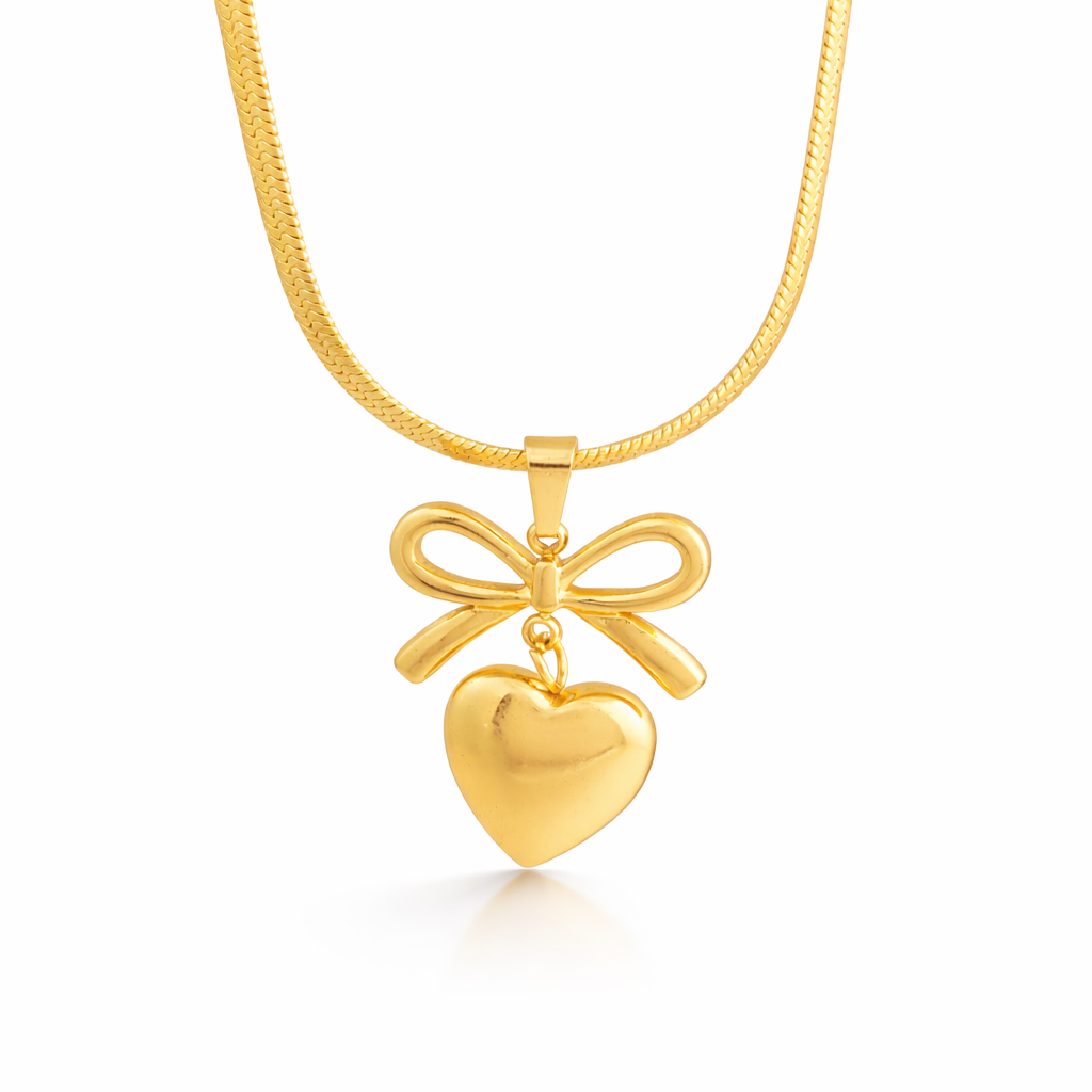 Ribbon Heart Charm Pendant