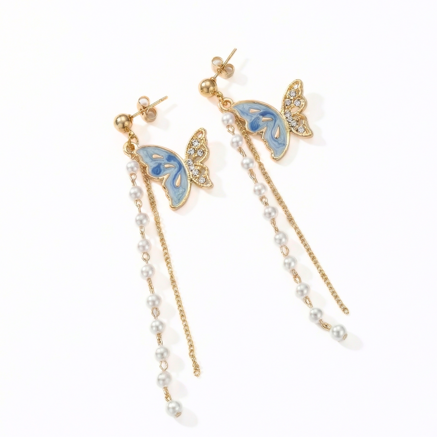 Minimal Pearl Bar Drop Earrings