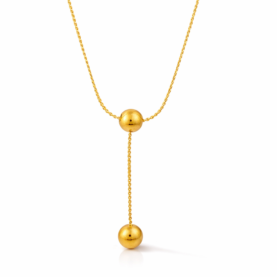 Golden Orb Lariat Necklaces