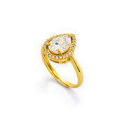 Regal Pear Halo Crystal Adjustable Ring