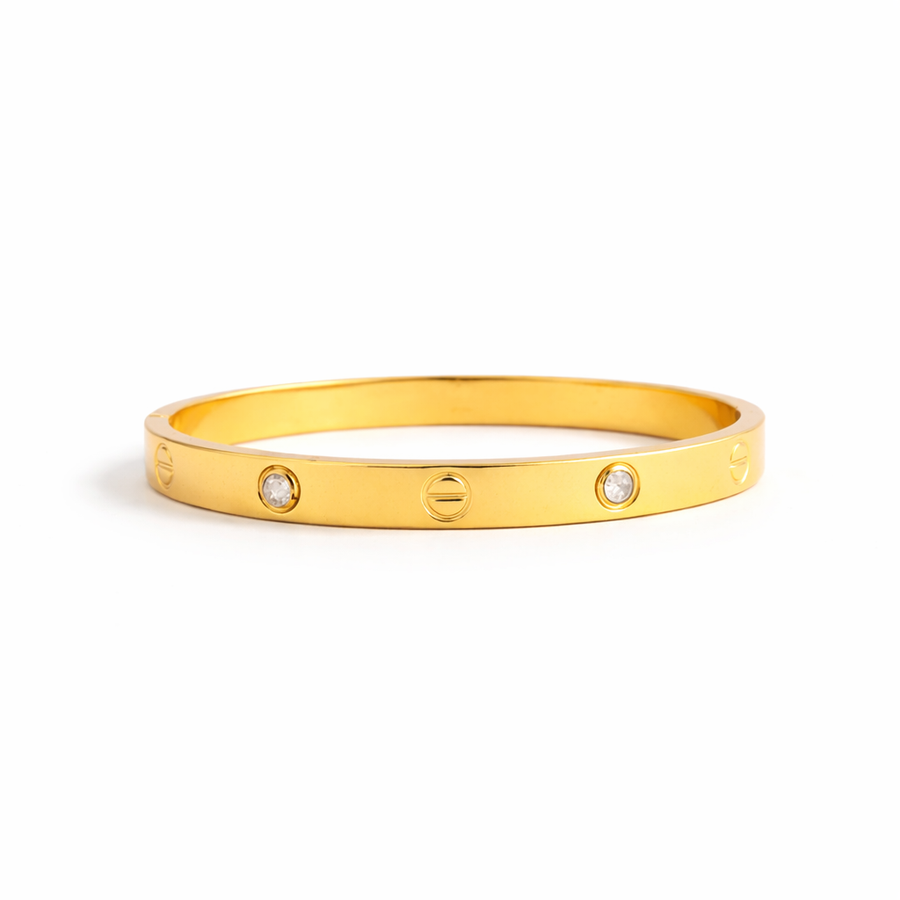 Golden Luxe Screw Crystal Bangle