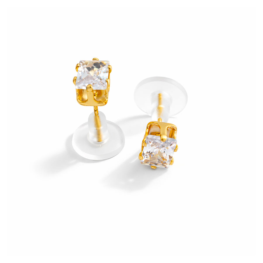 Radiant Rectangle Crystal Stud Earrings