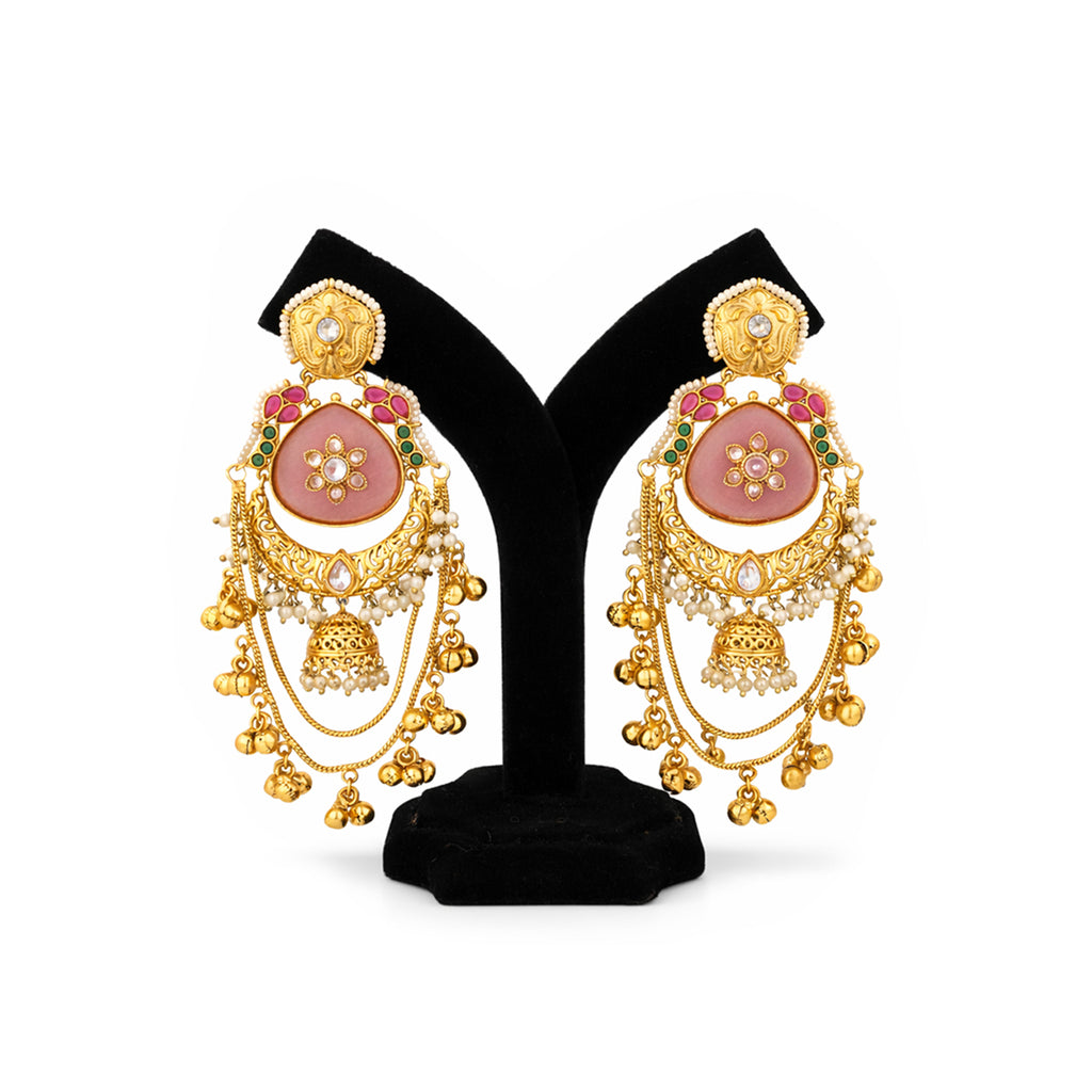 Kashmiri Gold Jhumka Earrings