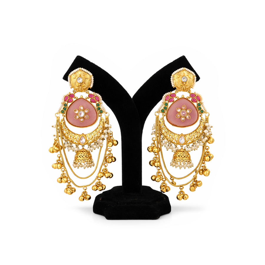 Kashmiri Gold Jhumka Earrings