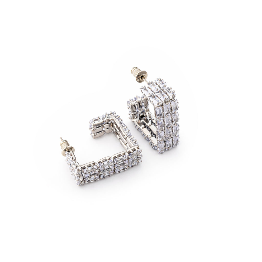 Crystal Royale Baguette Hoops Earrings
