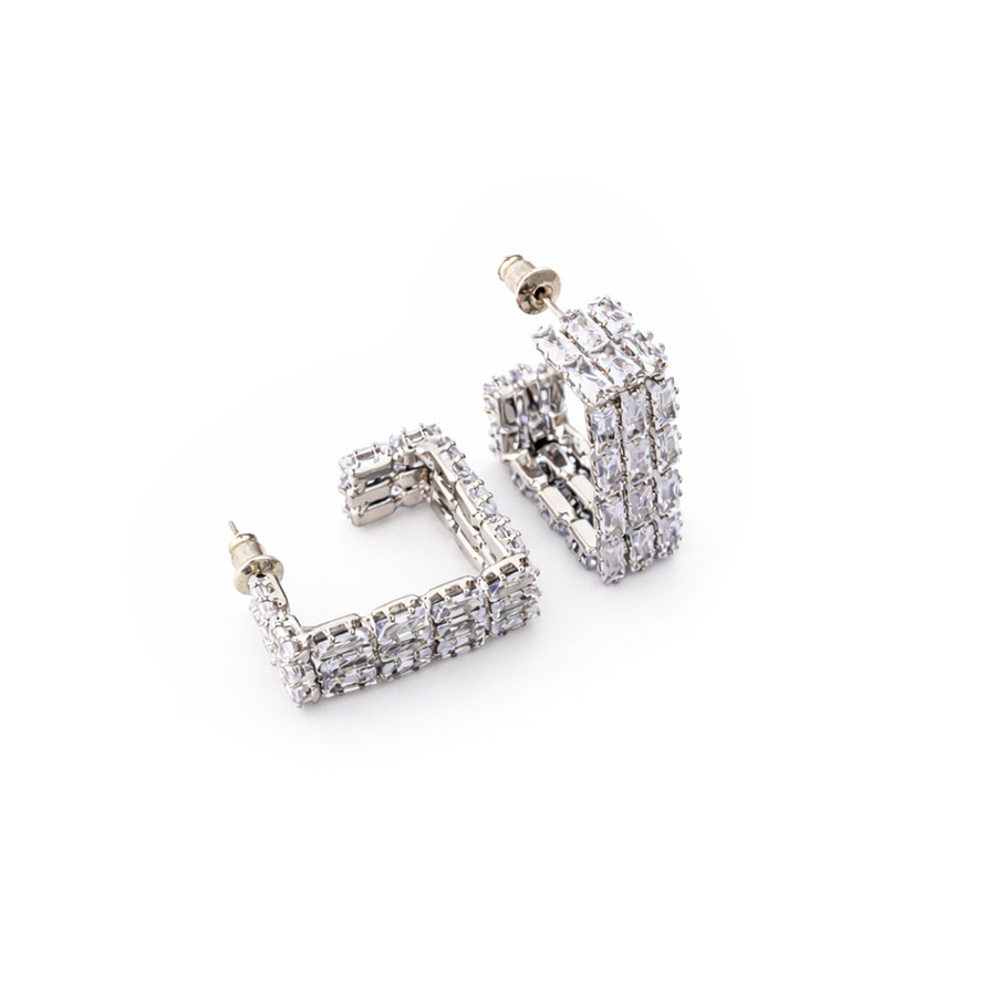 Crystal Royale Baguette Hoops Earrings