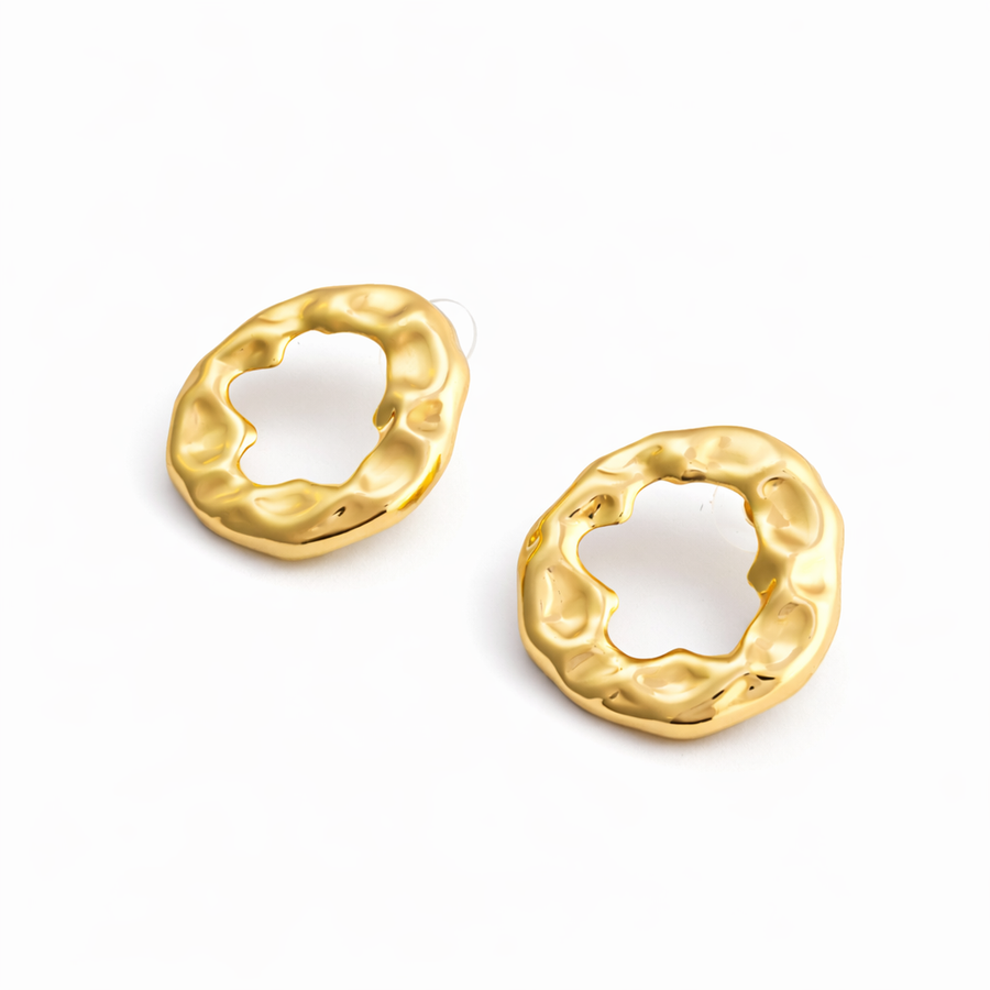 Sculpted Gold Texture Hoop Earrings