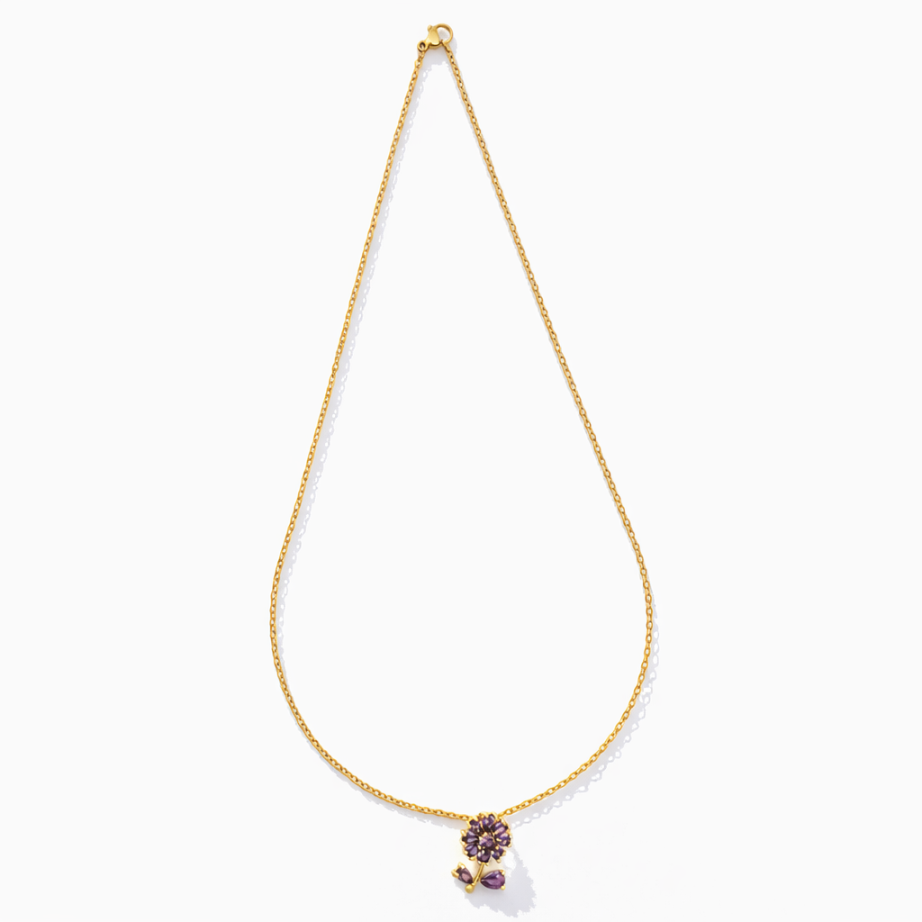 Amethyst Blossom Charm with Chain with pendant