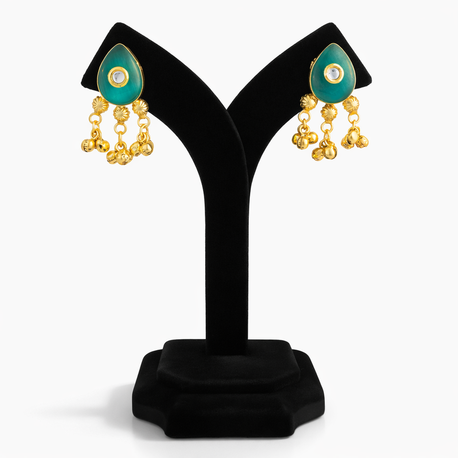 emerald ghungroo drop earrings