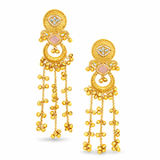 Chandbali Pink Stone kashmiri Jhumka Earrings