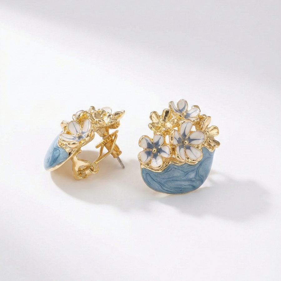 enamel floral earring