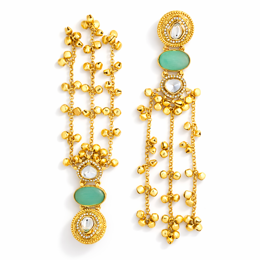 Opal & Emerald Royal Drop kashmiri Earrings