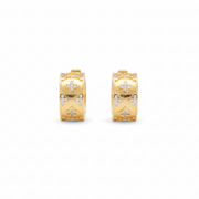 Regal Engraved Gold Huggie Earrings
