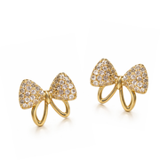 Crystal Bow Charm Stud Earrings
