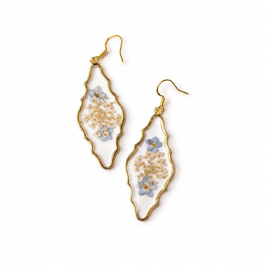 Hand-painted Forget-me-not earrings