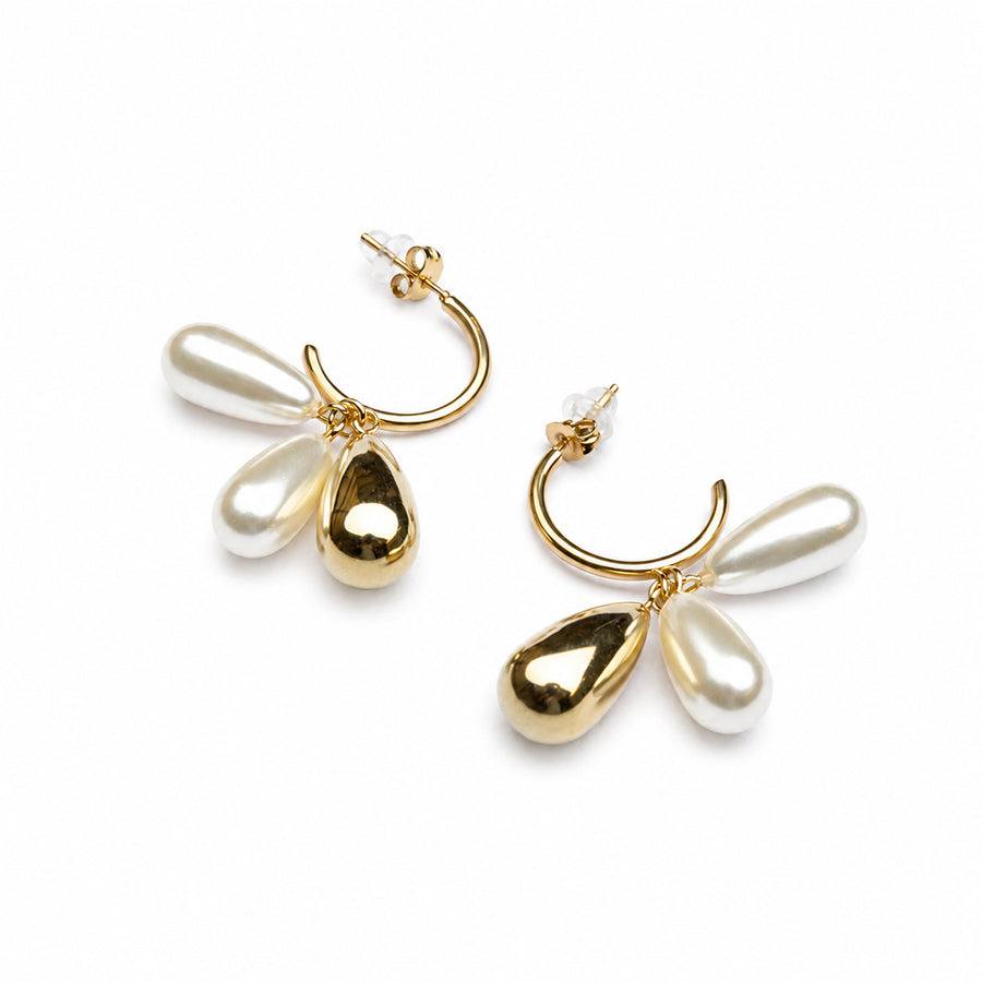 Pearl Trio Hoop Earrings