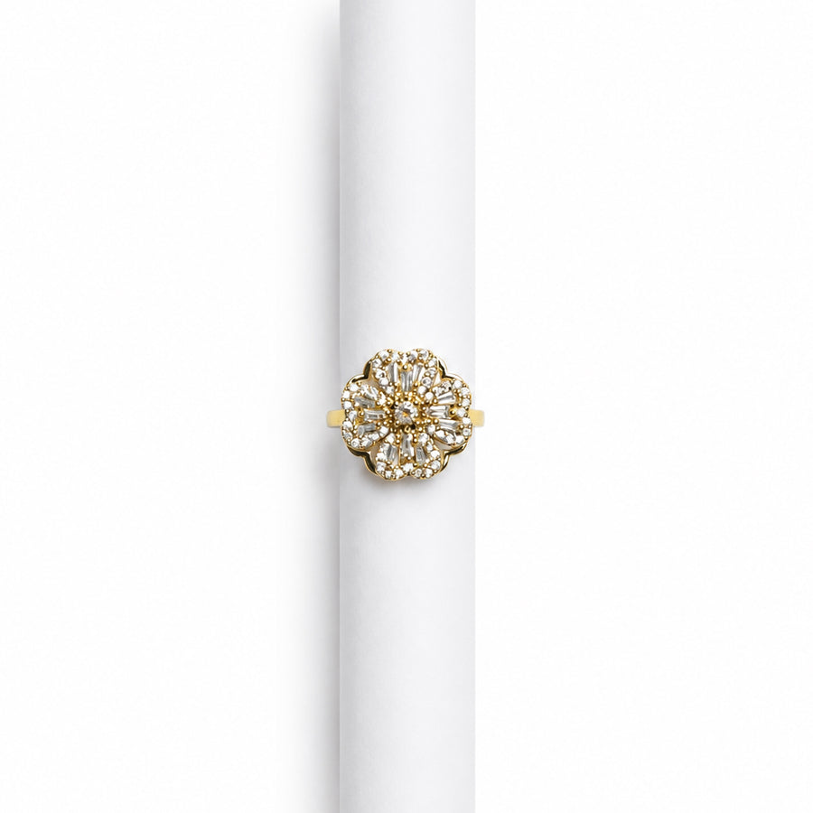 Rotating Floral Studded Ring