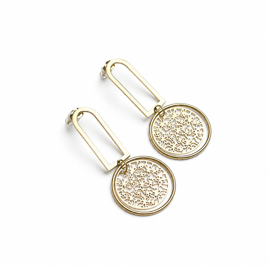 Floral Disk Hoop Earrings