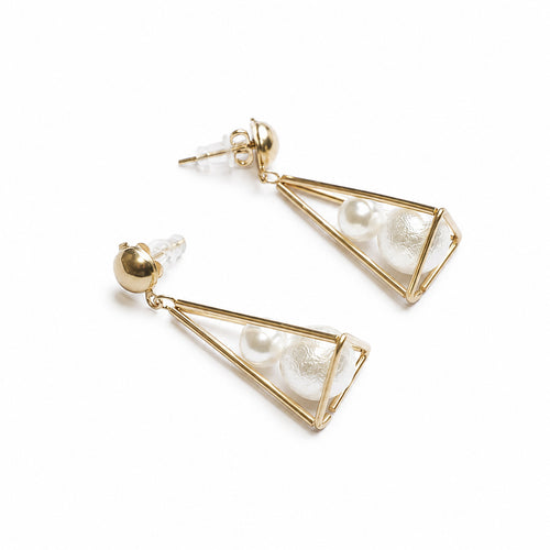 Pearl Pyramid Dangle Earrings