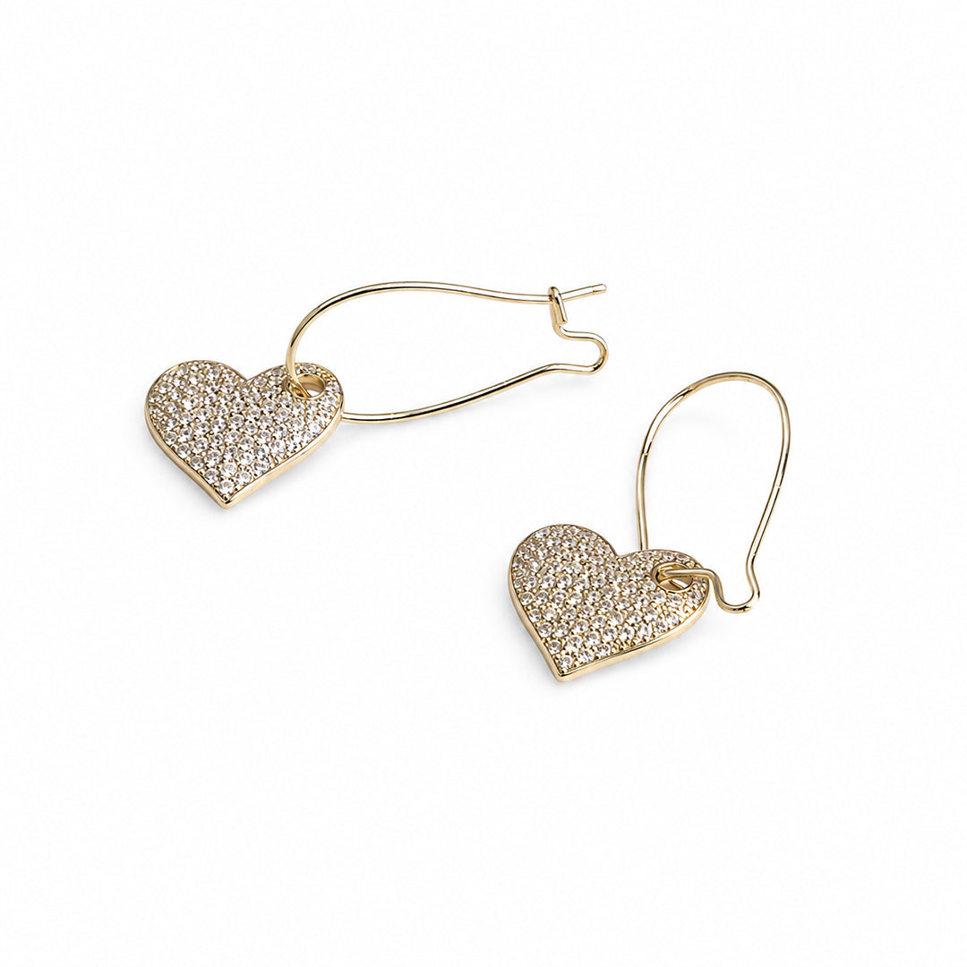 Gold Heart Hoops