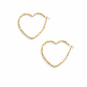 Golden Heart Hoops Earrings