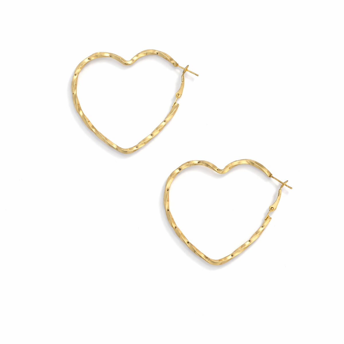 Golden Heart Hoops Earrings