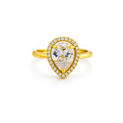 Regal Pear Halo Crystal Adjustable Ring