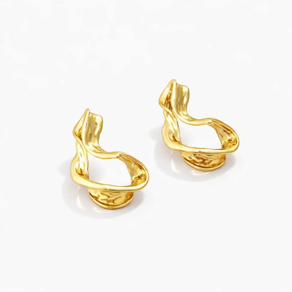 Golden Wave Statement Earrings