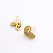 Golden Spark Heart Stud Earrings