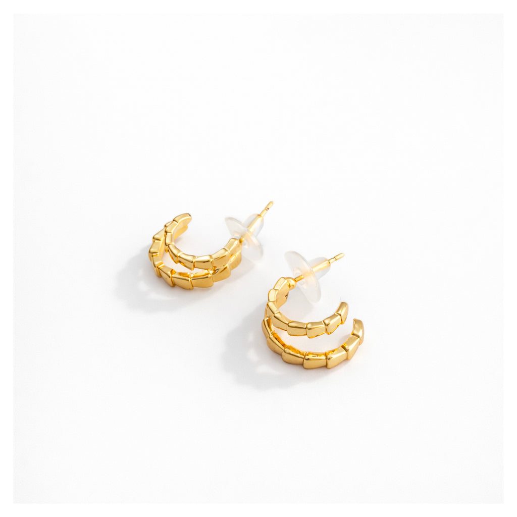 Golden Block Luxe Hoop Earrings
