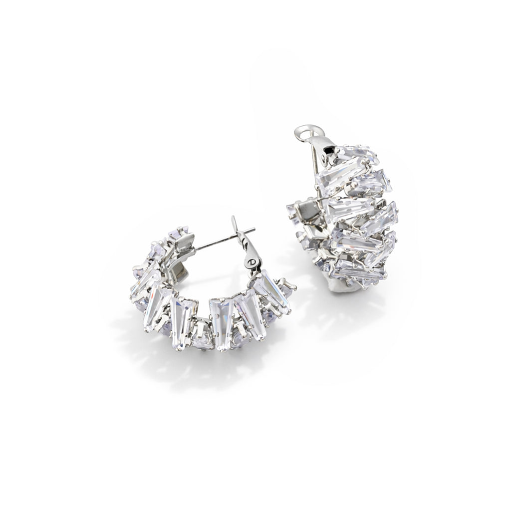 Aurora Baguette Curve Hoops Earrings