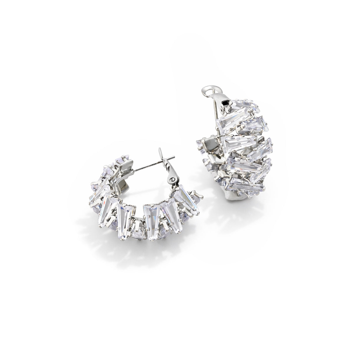 Aurora Baguette Curve Hoops Earrings