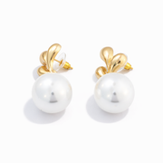 Golden Blossom Pearl Drop Earrings