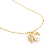 Crystal Leaf Pearl chain with pendant