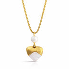 black & white Enamel firing Heart Chain with pendant