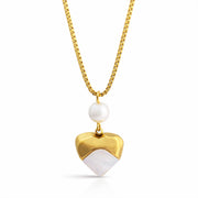 black & white Enamel firing Heart Chain with pendant