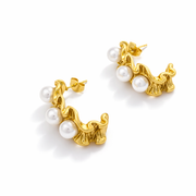 Pearl Loop Wave Earrings