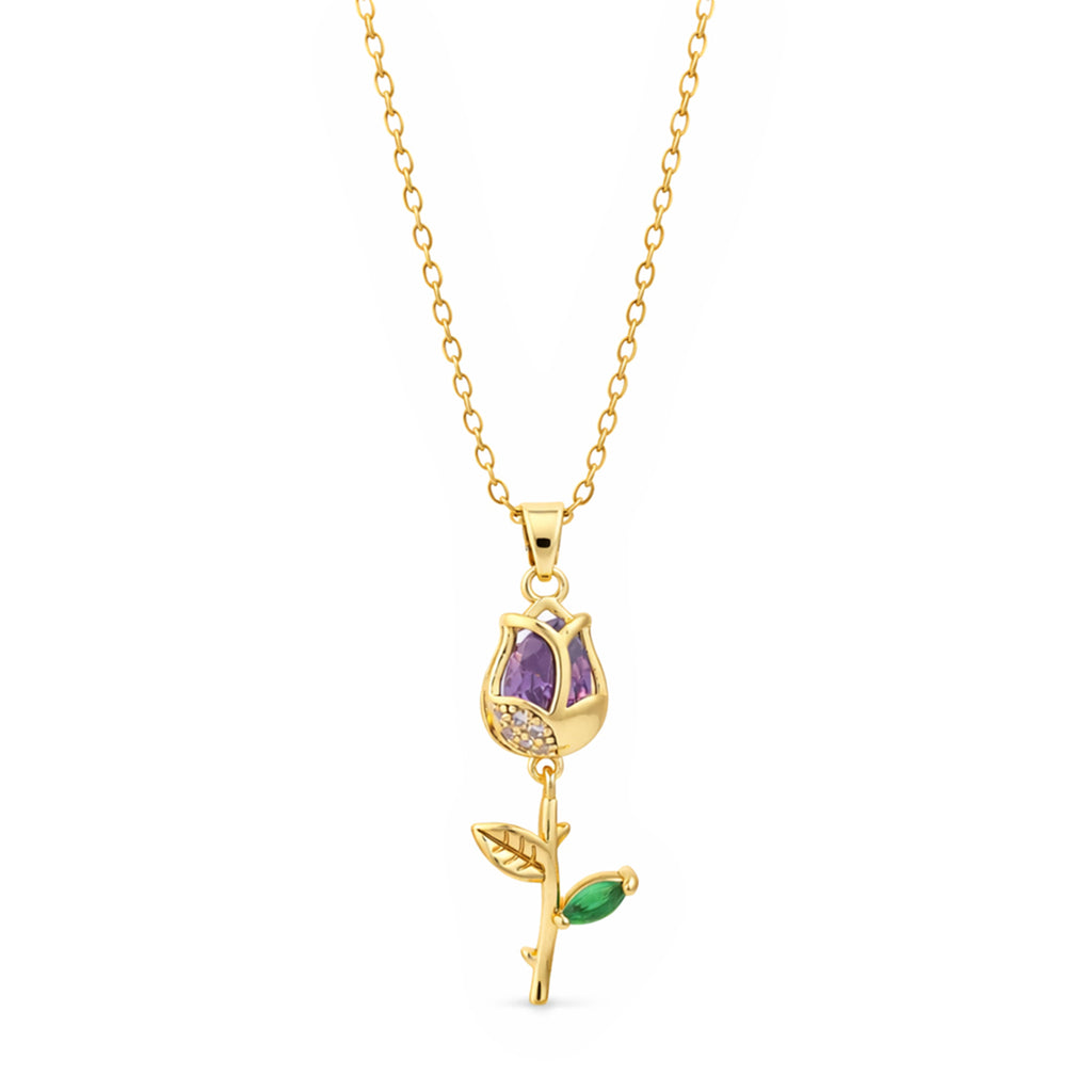 Royal Bloom Purple Rose Charm Chain with pendant