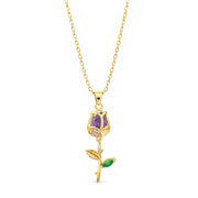 Royal Bloom Purple Rose Charm Chain with pendant