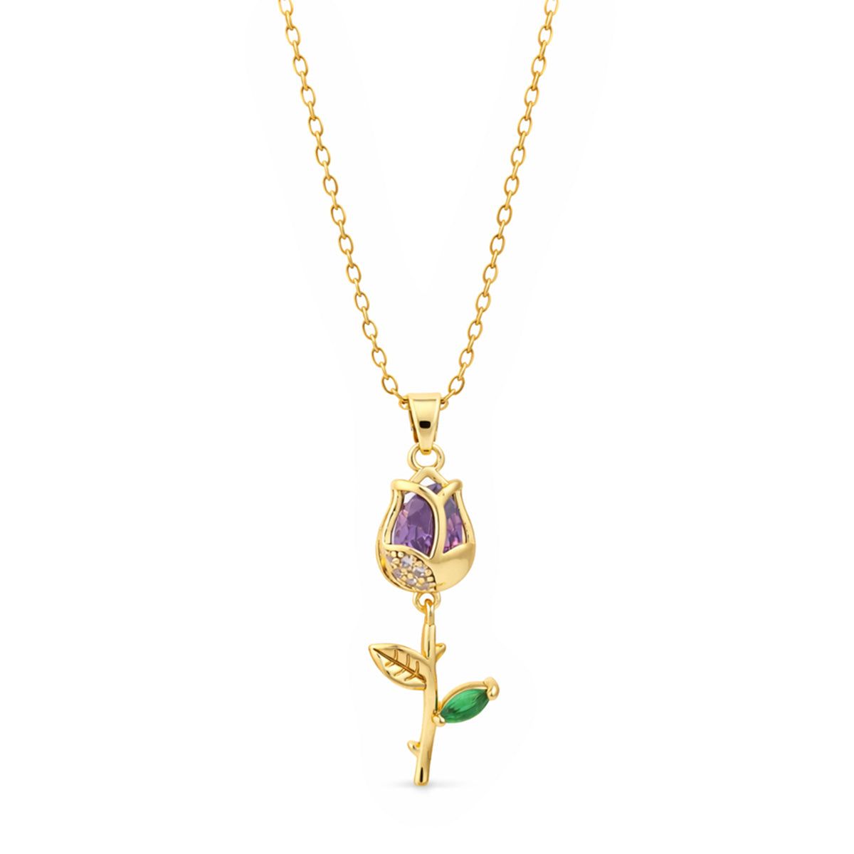 Royal Bloom Purple Rose Charm Chain with pendant