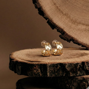 Regal Engraved Gold Huggie Earrings