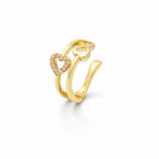 Golden Twin Heart Ear cuff