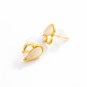 Golden Half Ivory Heart Studs