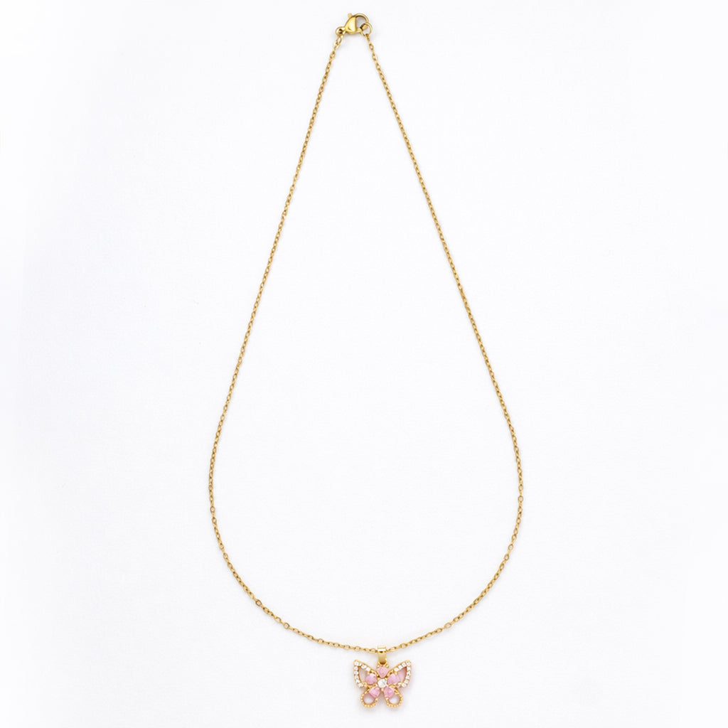 Blush Butterfly CrystalPendant with Chain with pendant