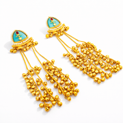 Antique Gold Jhumka Kashmiri Earrings