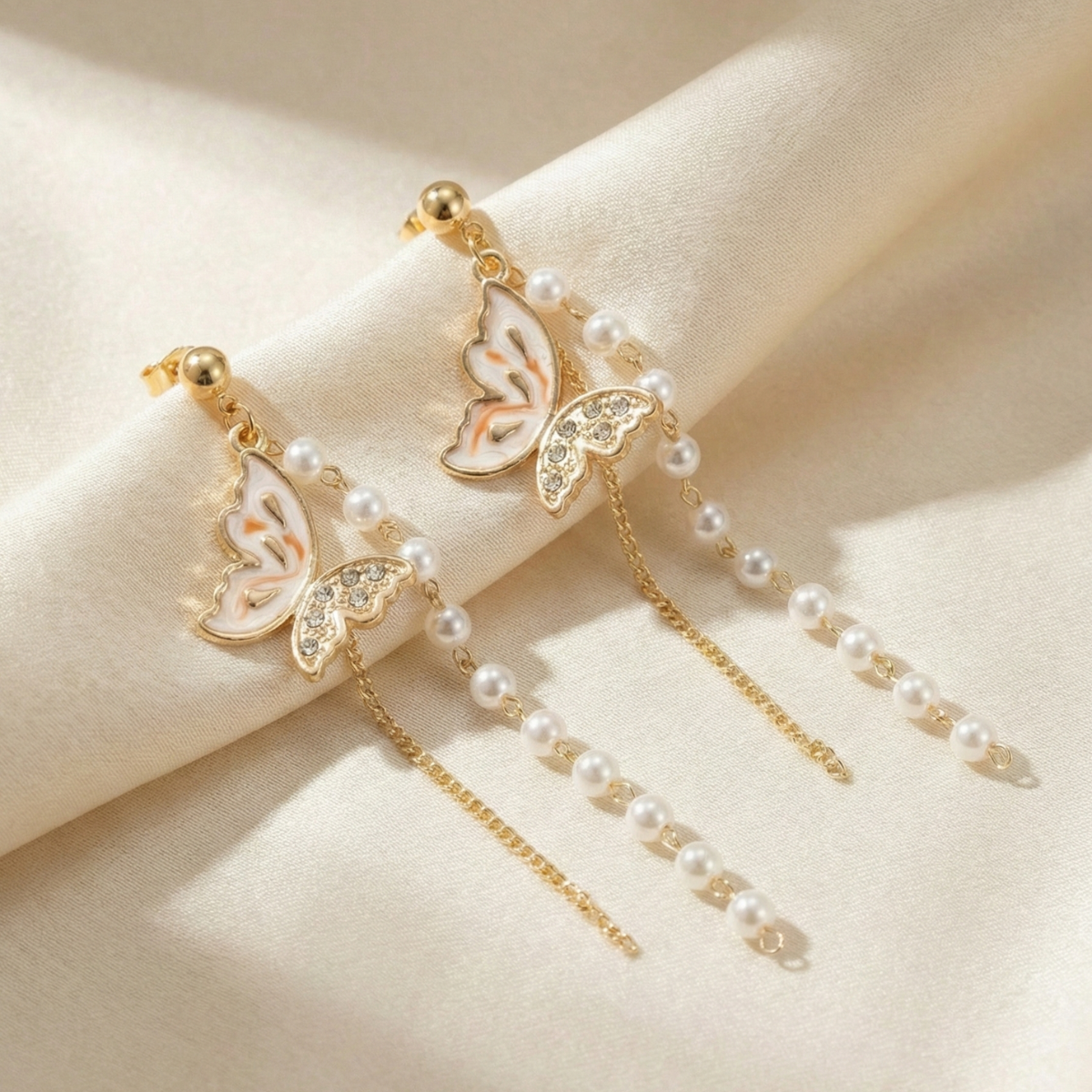 Butterfly Pearl Cascade Earrings