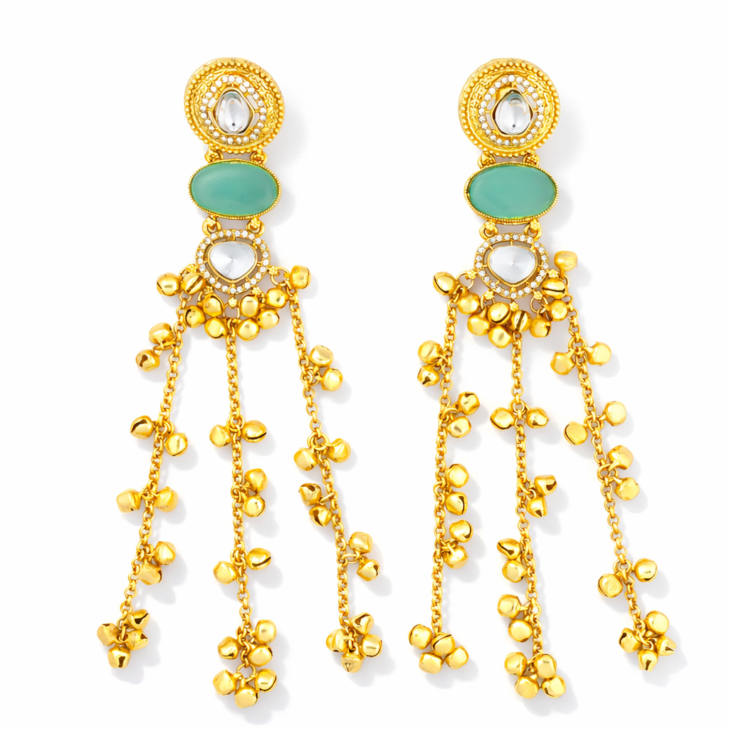 Opal & Emerald Royal Drop kashmiri Earrings