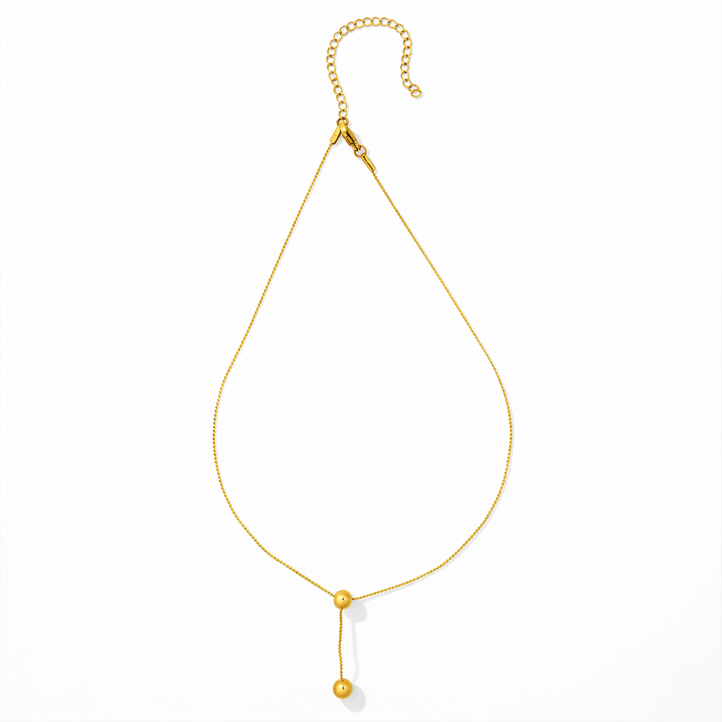 Golden Orb Lariat Necklaces