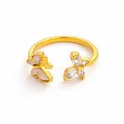 Floral Bloom Gold Cuff Ring